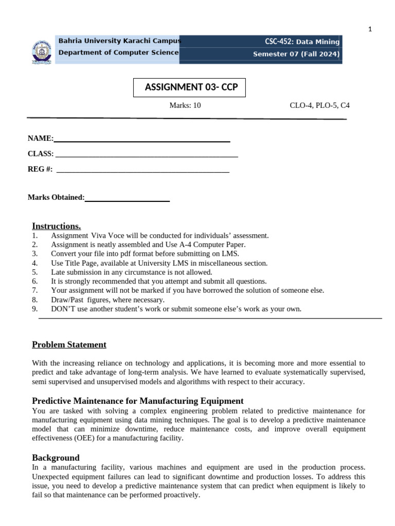 Predictive Maintenance Model Assignment | PDF | Data Analysis | Data