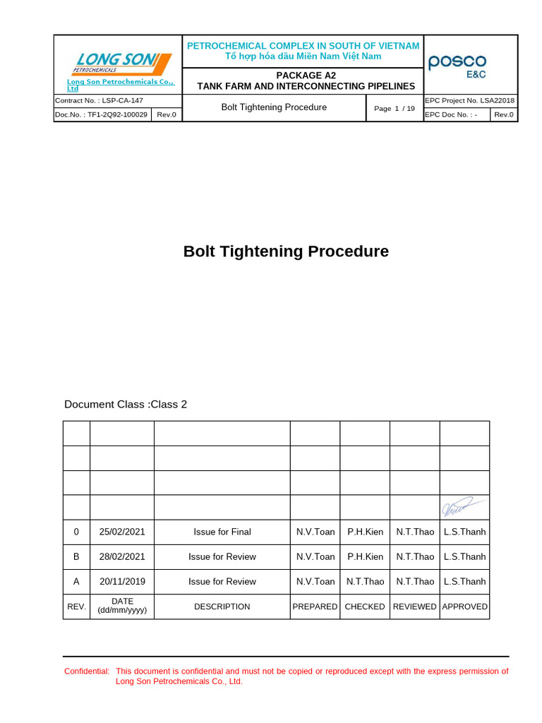 TF1 2Q92 100029 0 Bolt Tightening Procedure | PDF | Screw | Mechanical ...
