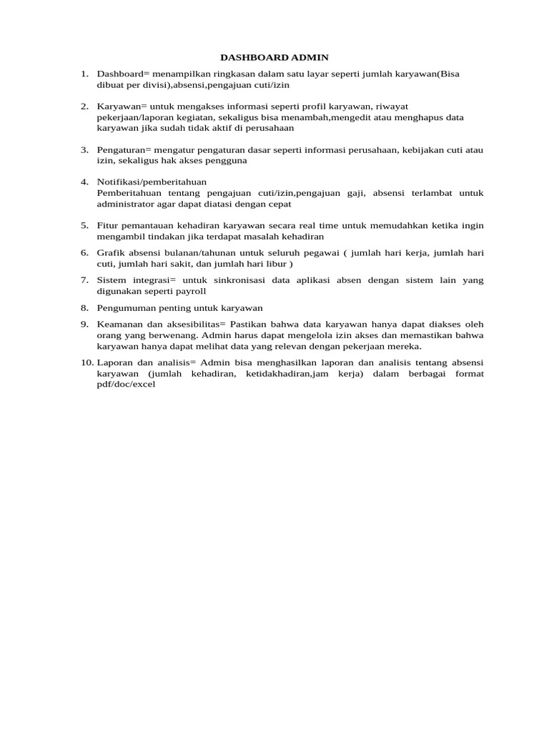 Contoh Dashboard Admin Karyawan | PDF