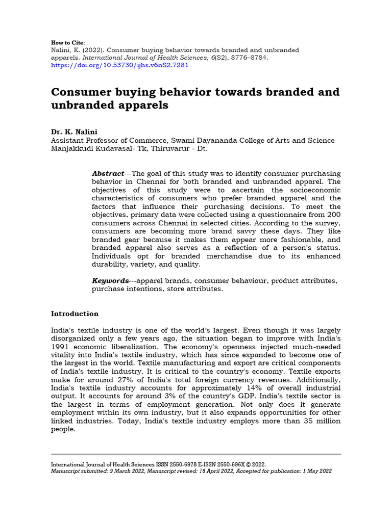 Consumer Behavior in Apparel Buying | PDF | Brand | Consumer Behaviour