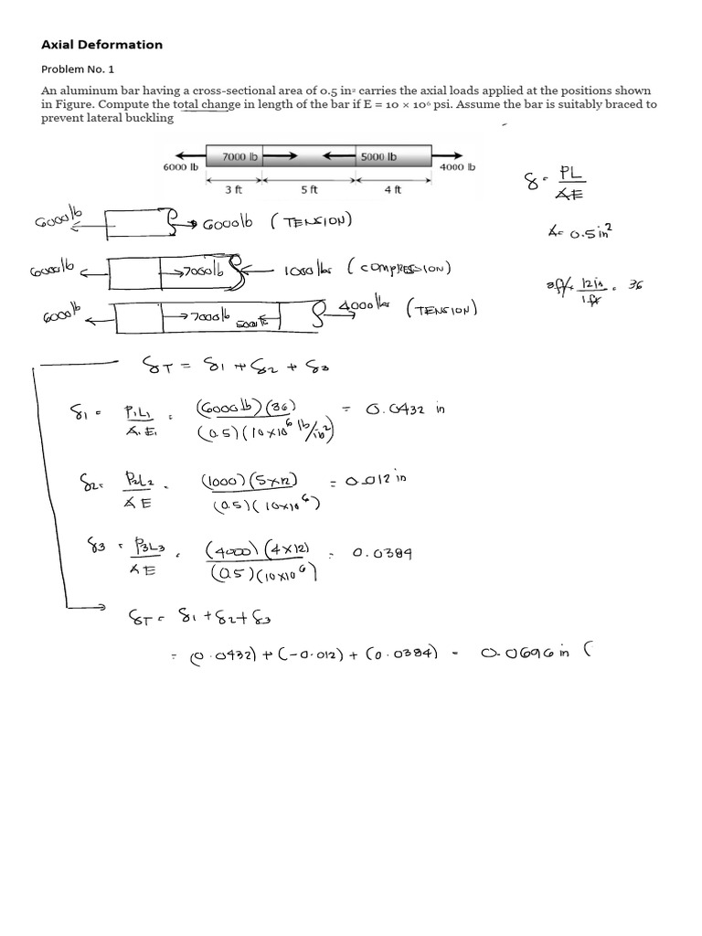 Axial and Shear Deformation Analysis | PDF | Deformation (Engineering ...
