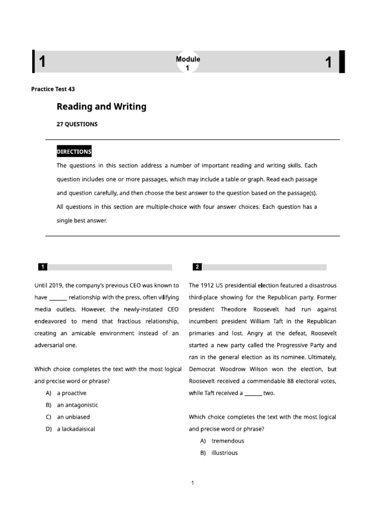 Practice Test 43 | PDF