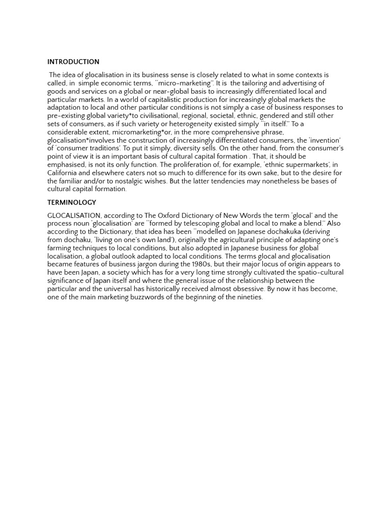 Understanding Glocalisation in Marketing | PDF