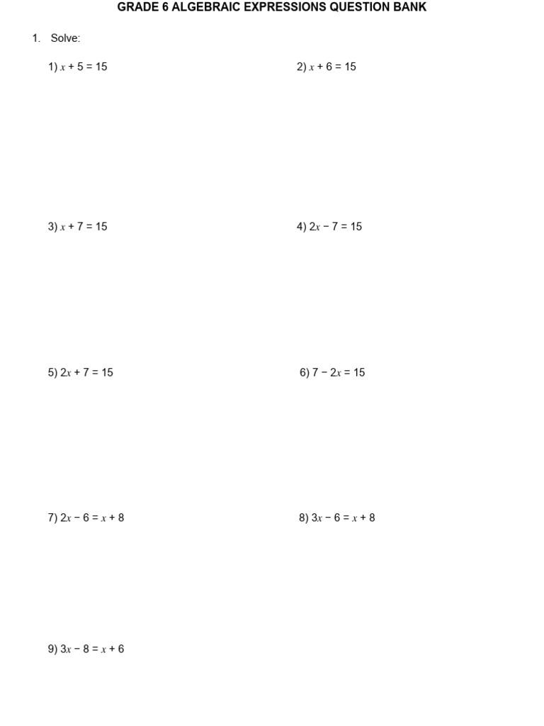 5th Grade Algebra Worksheets Printable Template PDF, Word, image size:768x1024