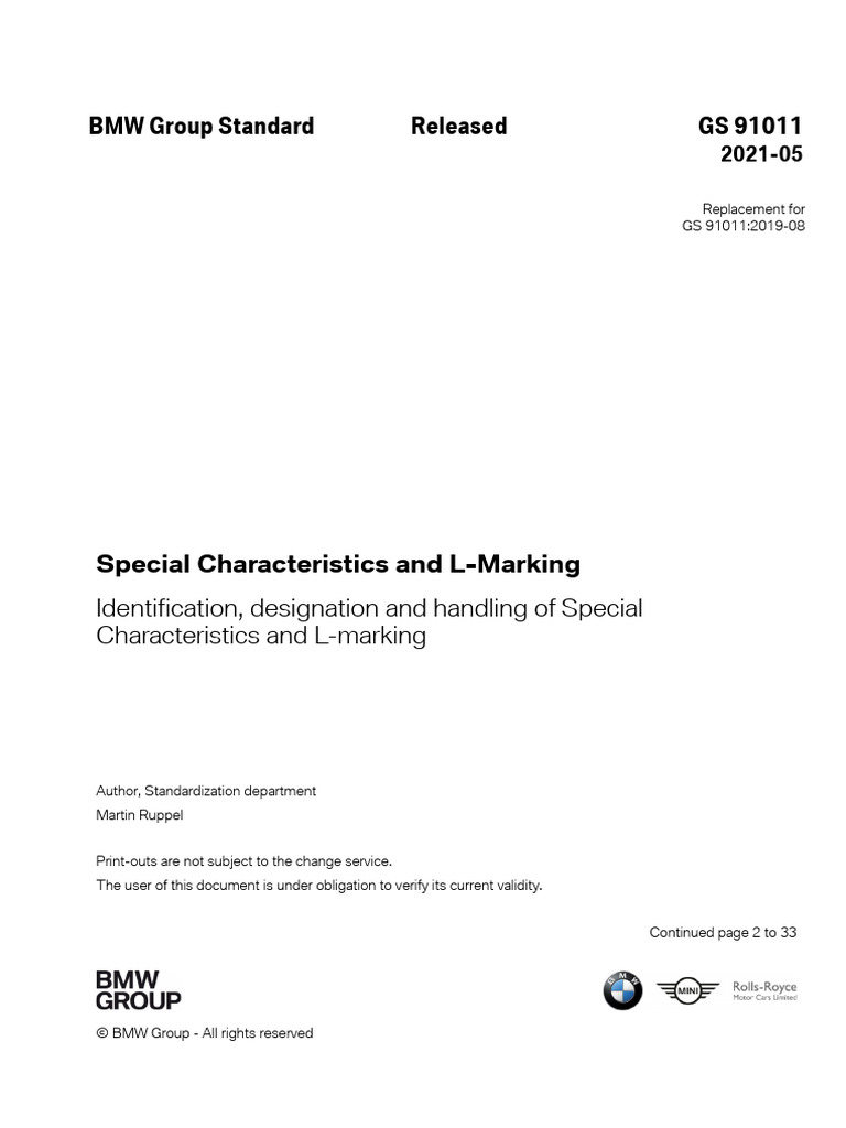 BMW GS 91011: Special Characteristics Guide | PDF