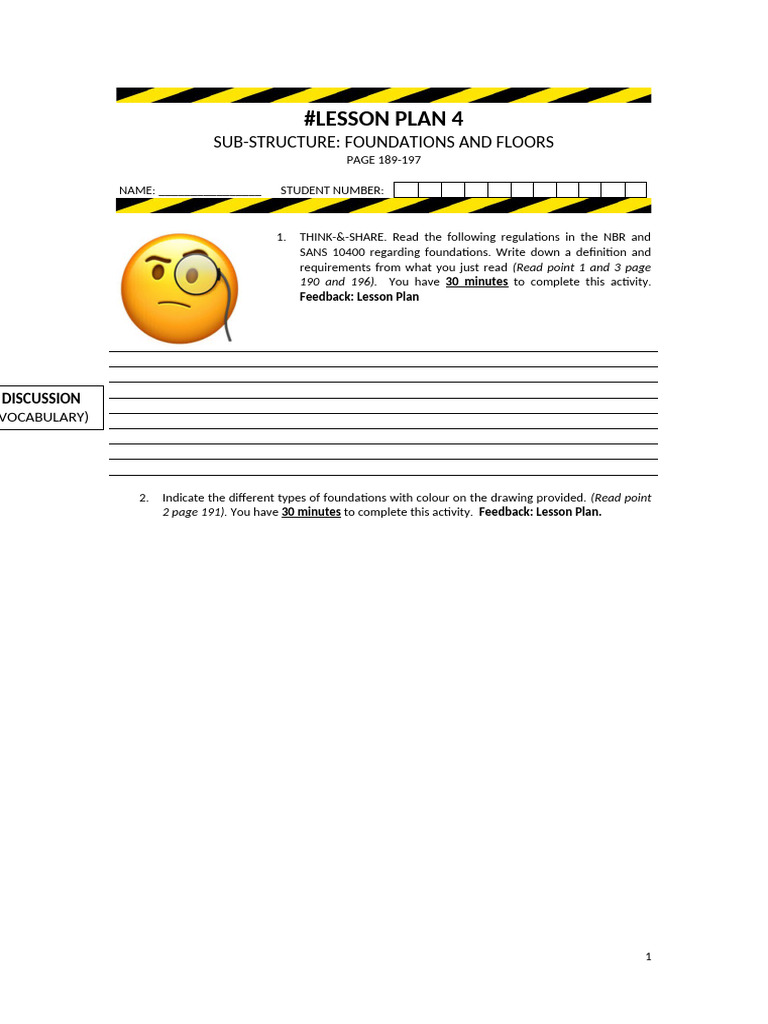Foundations and Floors Lesson Plan | PDF | Lesson Plan | Human ...