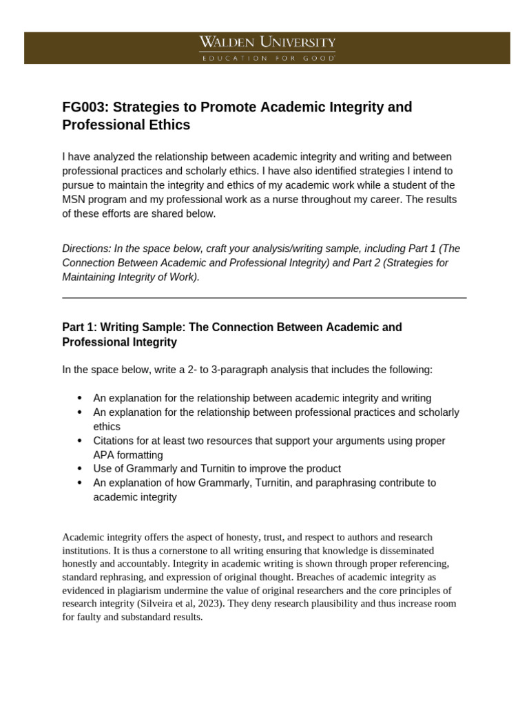 FG003 Template (1) .Edited | PDF | Integrity | Academic Integrity