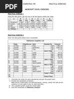 MS Excel Practice Exercises | PDF