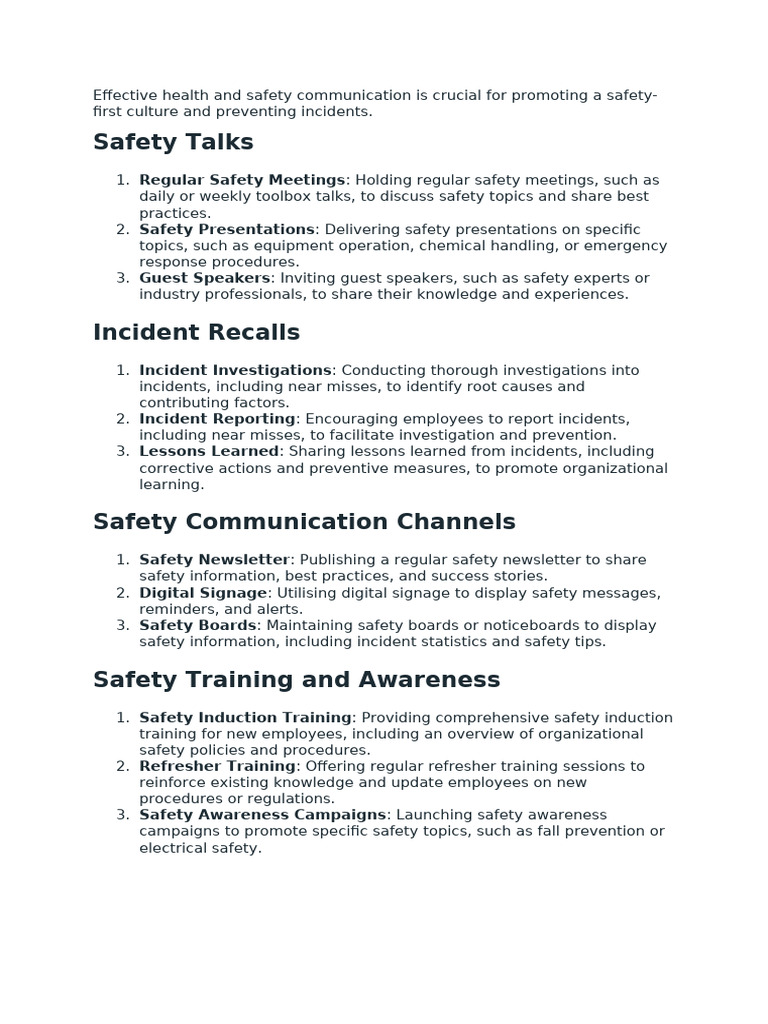 Health and Safety Communication | PDF