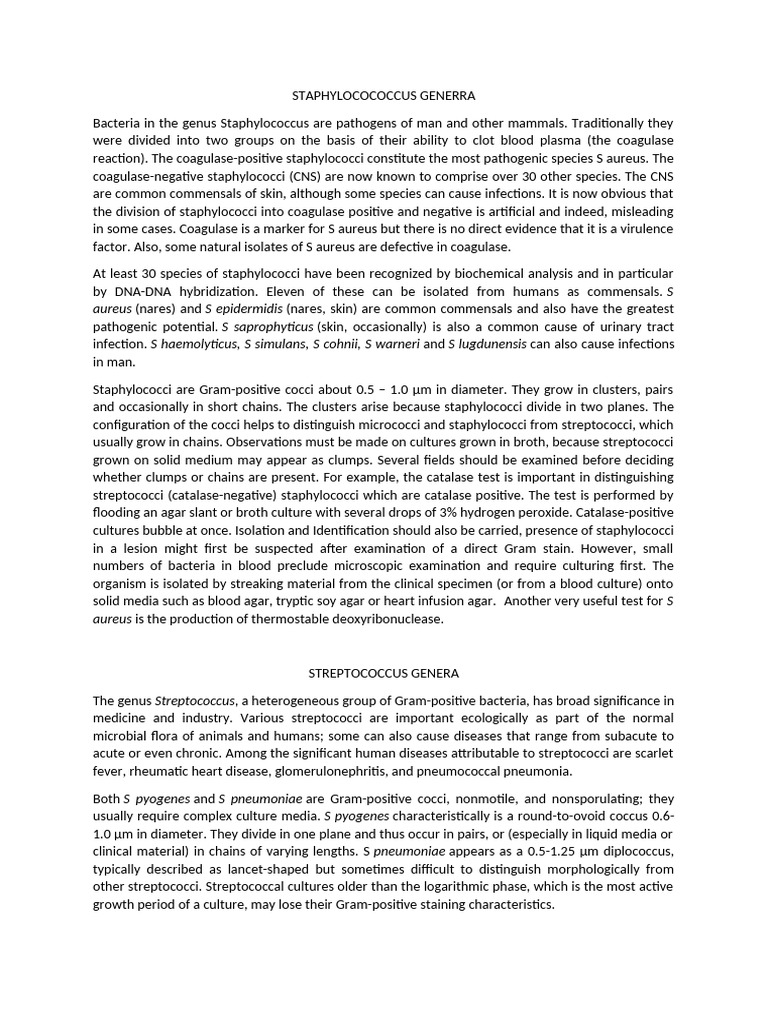 Overview of Staphylococcus and Streptococcus | PDF | Staphylococcus ...