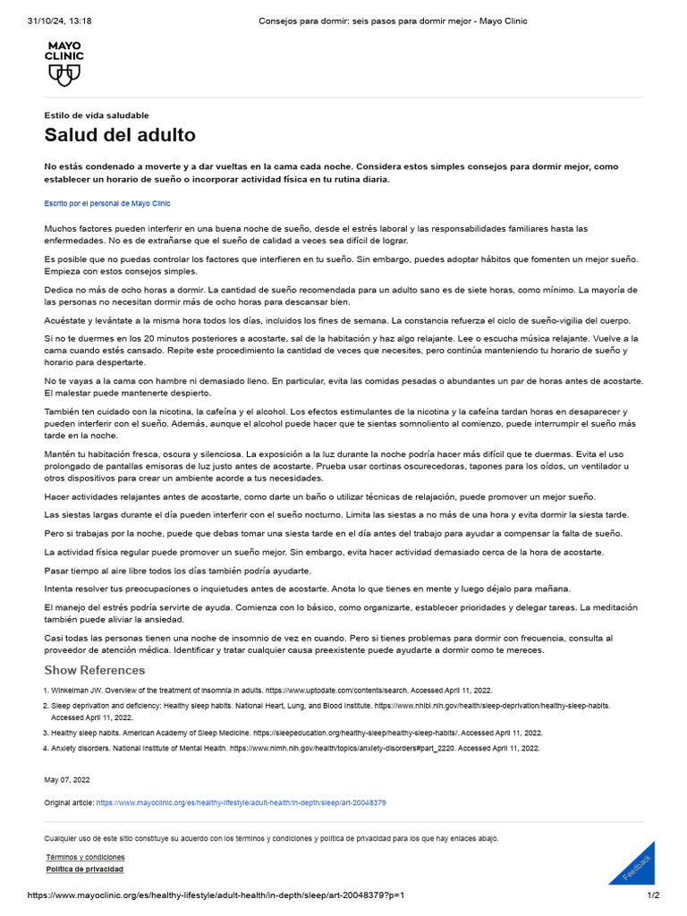 Image Result For Consejos Para Dormir Pasos Para Dormir Mejor Mayo Clinic