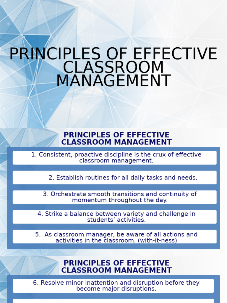 Principles of Effective Classroom Management | PDF | Classroom ...
