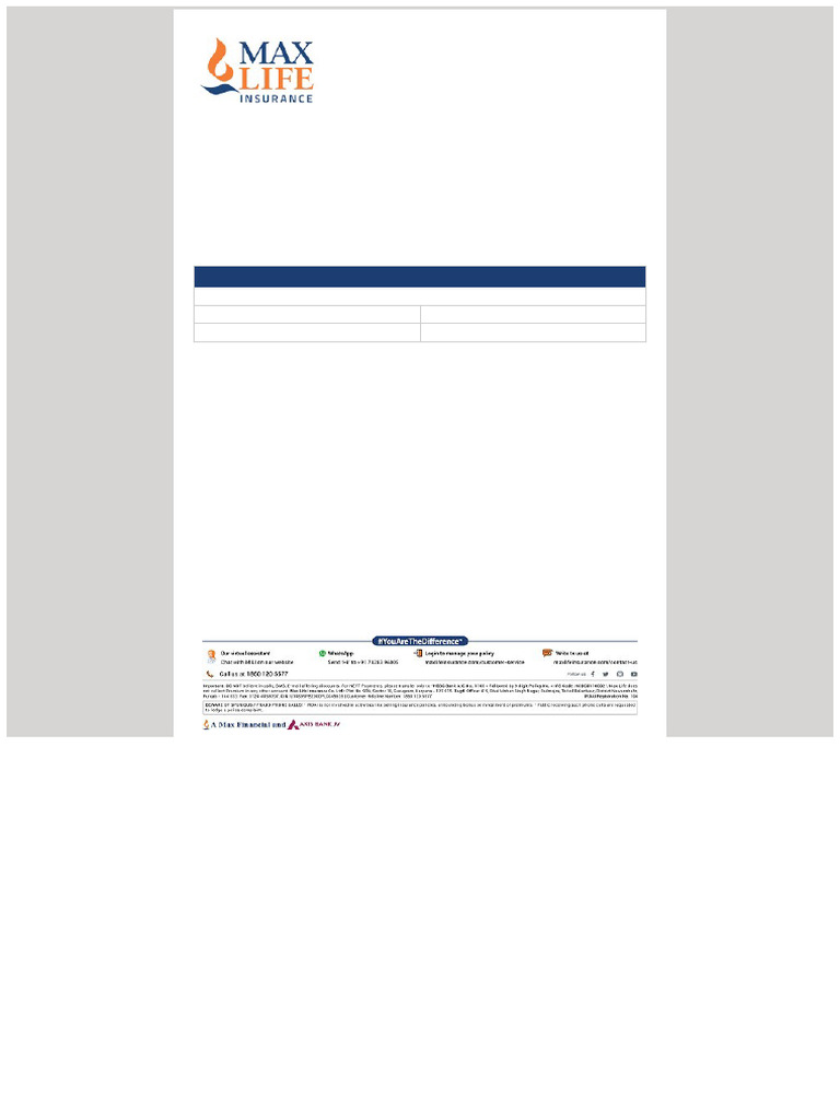 Max Life Insurance Payment Acknowledgement | PDF
