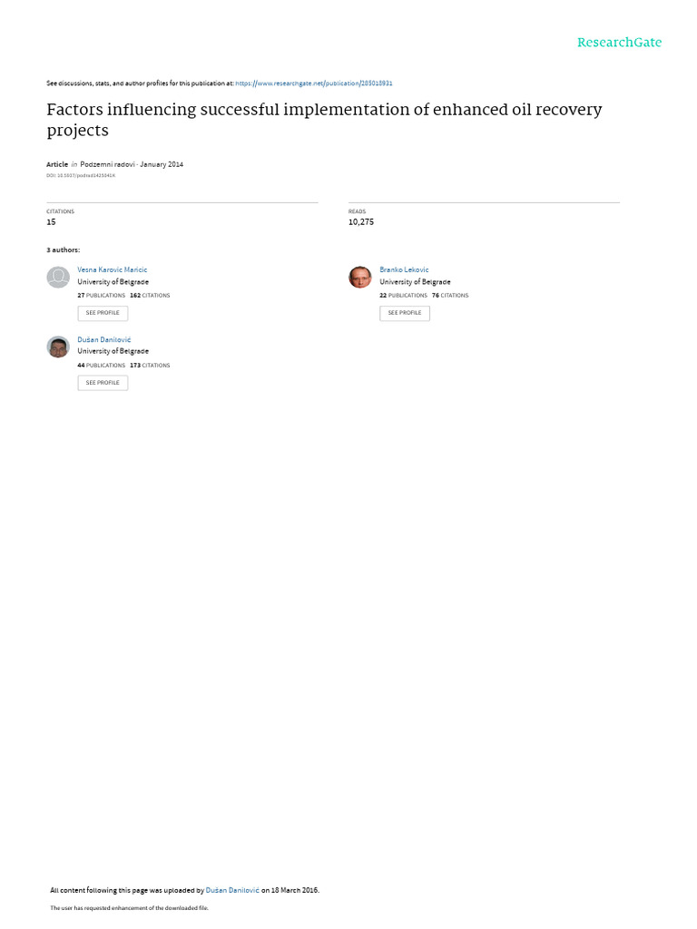 Key Factors for Enhanced Oil Recovery Success | PDF | Enhanced Oil ...