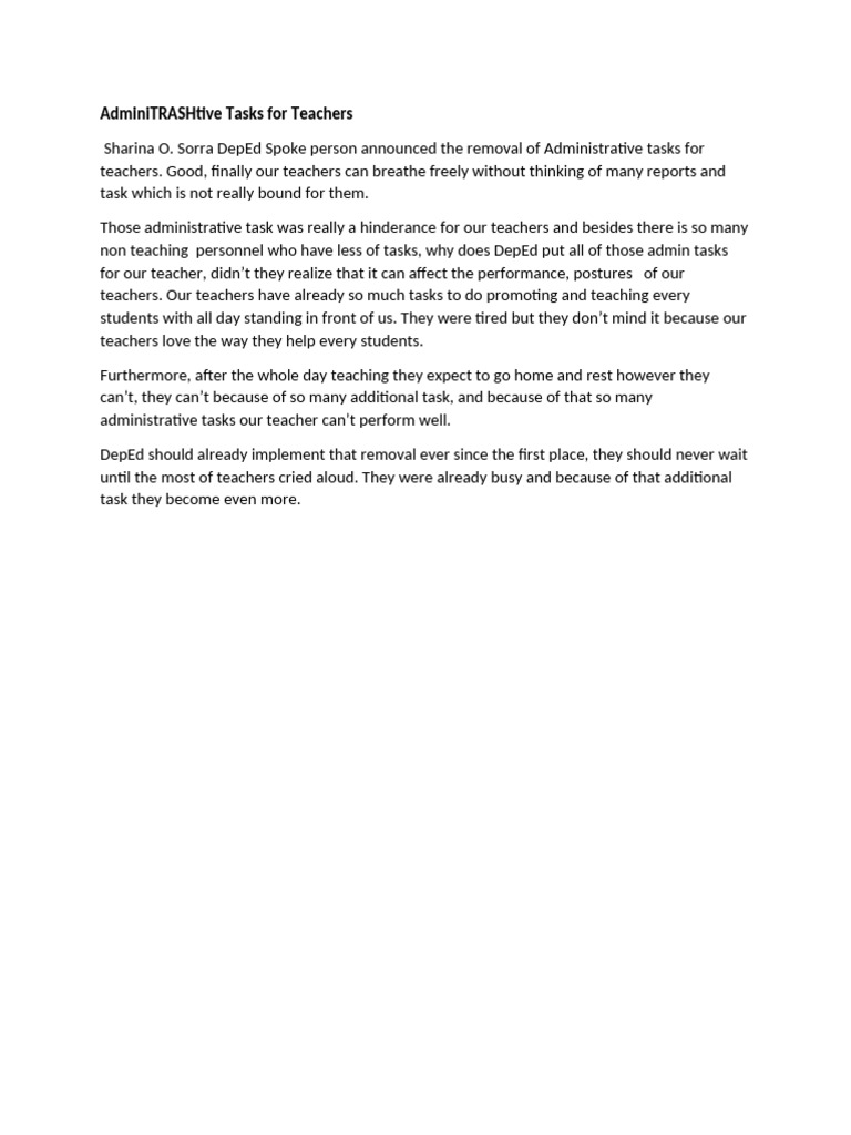 Removal of Admin Tasks for Teachers | PDF