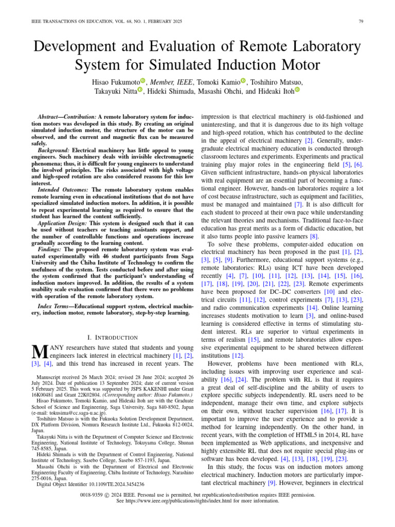 Remote Lab System for Induction Motors | PDF | Electric Motor ...
