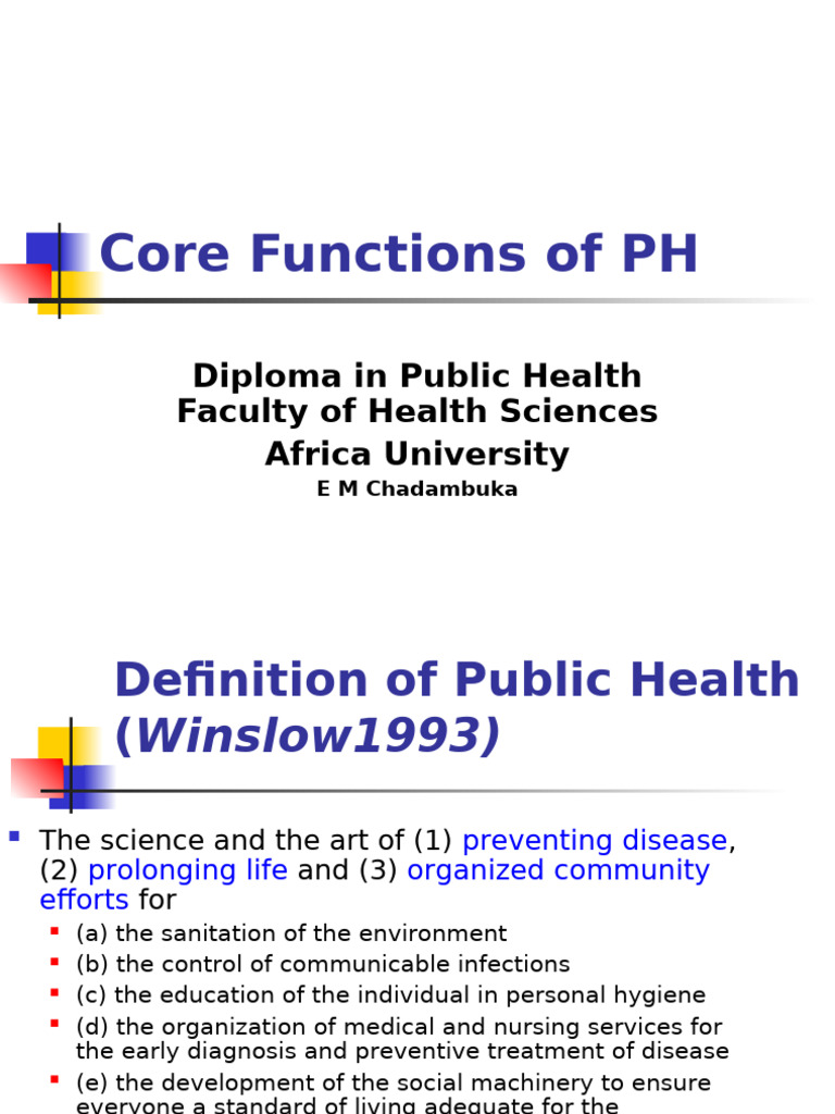 Core Functions of Public Health Explained | PDF | Public Health ...