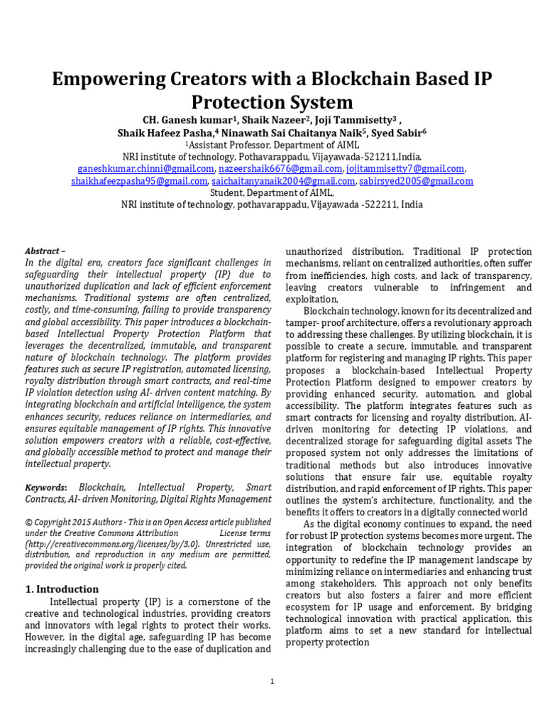 Blockchain IP Protection for Creators | PDF | Intellectual Property ...