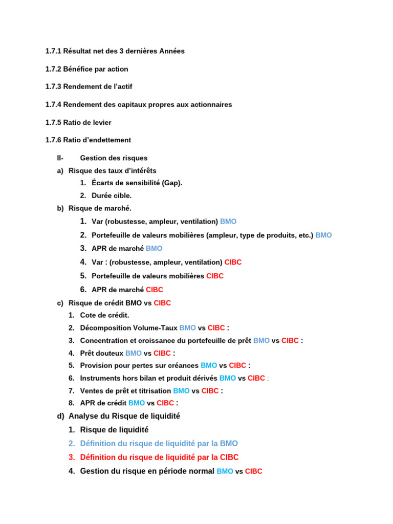 Analyse des Risques BMO et CIBC | PDF