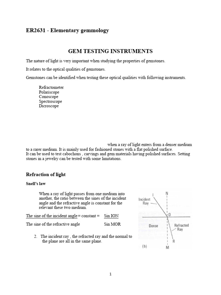 Gem Testing Instruments Overview | PDF | Electromagnetic Radiation | Optics