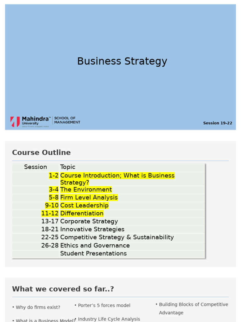 Business Strategy Course Overview | PDF | Strategic Management ...