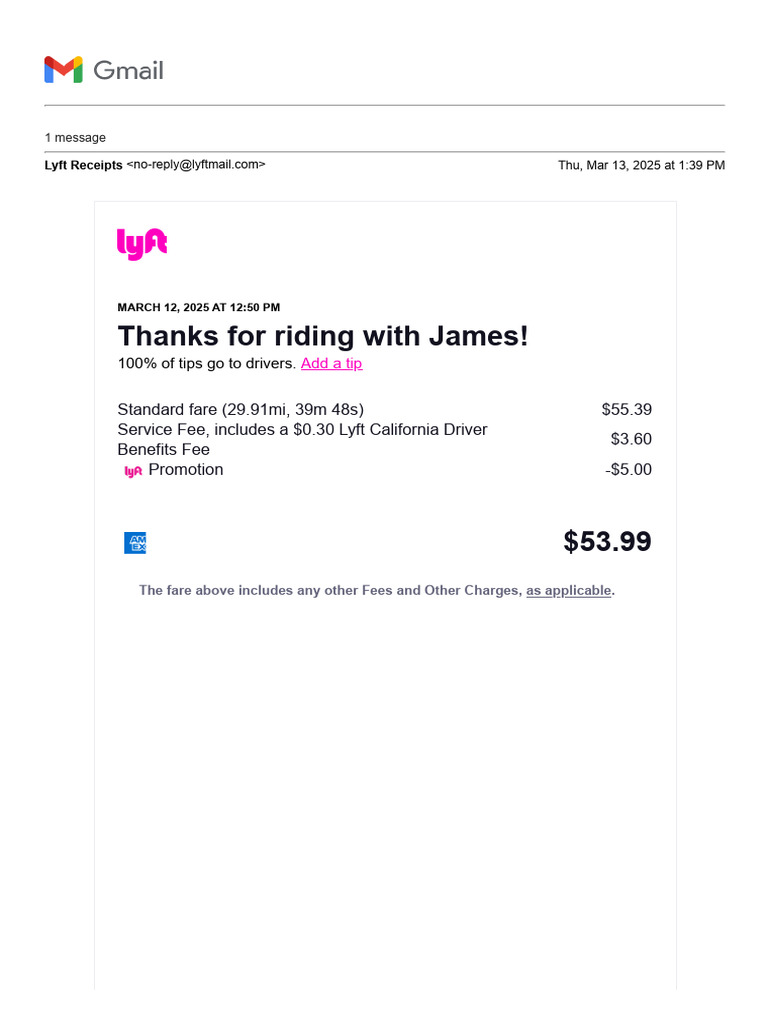 Lyft Ride Receipt Summary | PDF