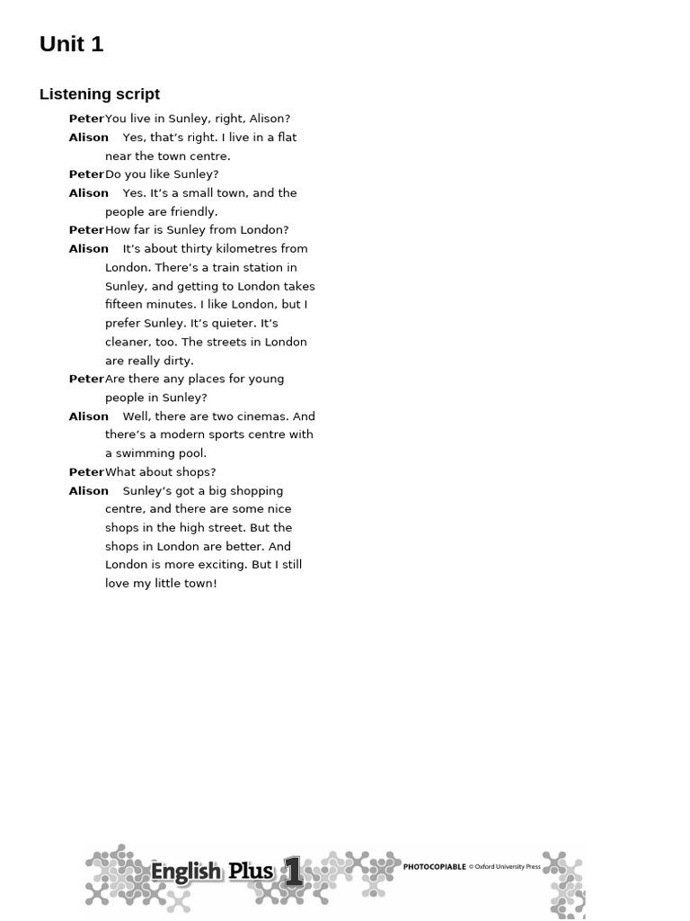 Unit 1 Listening Script | PDF