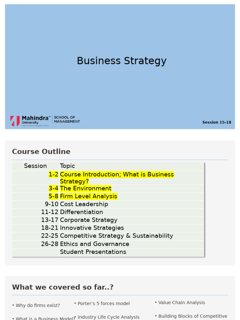 Business Strategy Sessions 9+-12 | PDF | Strategic Management | Innovation