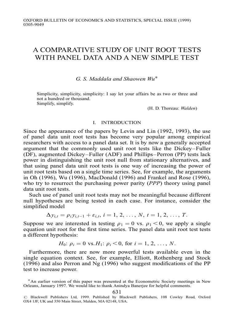 Comparative Analysis of Panel Unit Root Tests | PDF | Bootstrapping ...
