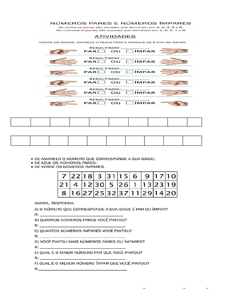 Numero Par e Numero Impar | PDF