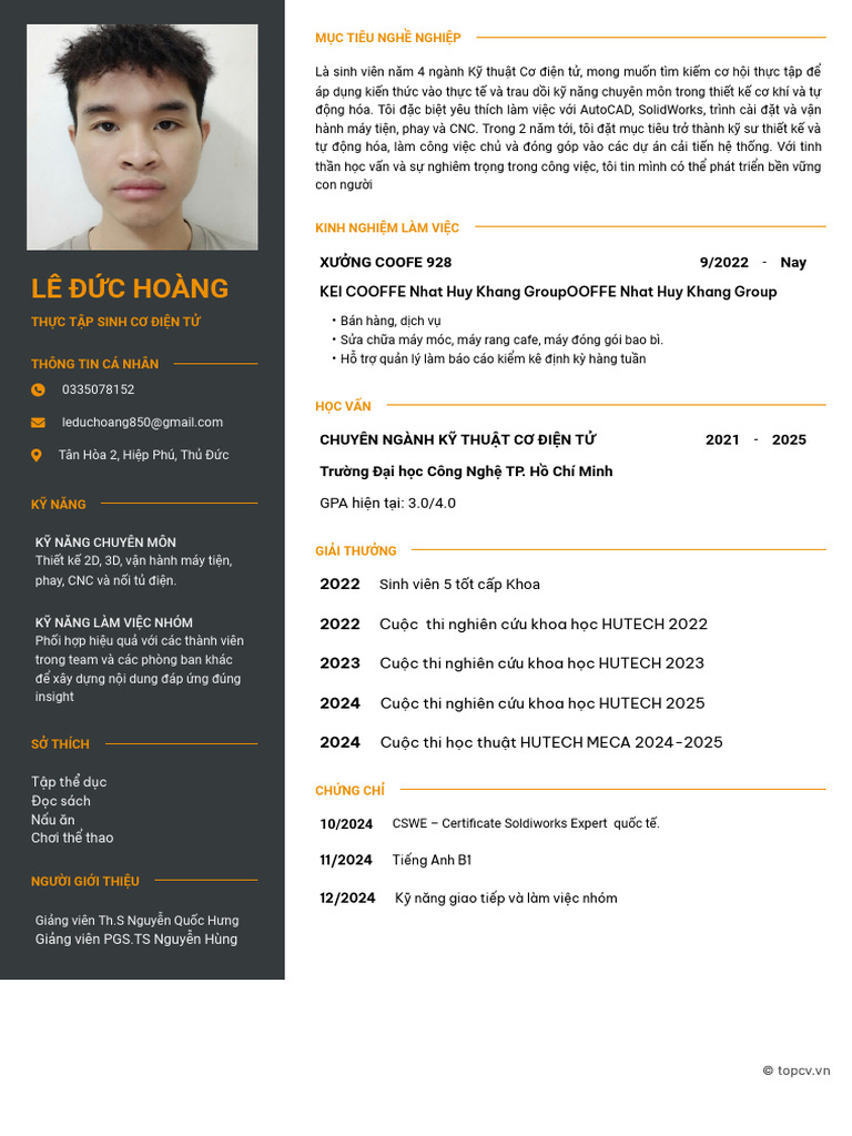 CV Le Duc Hoang | PDF