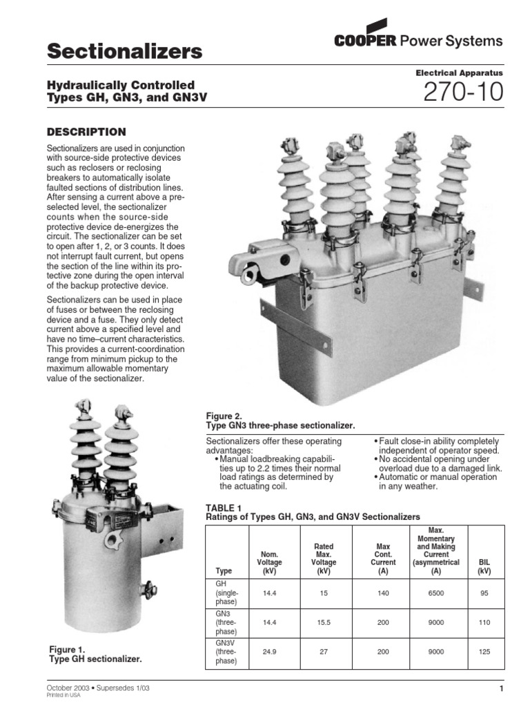 Hydraulically Controlled Sectionalizers | PDF | Fuse (Electrical) | Valve