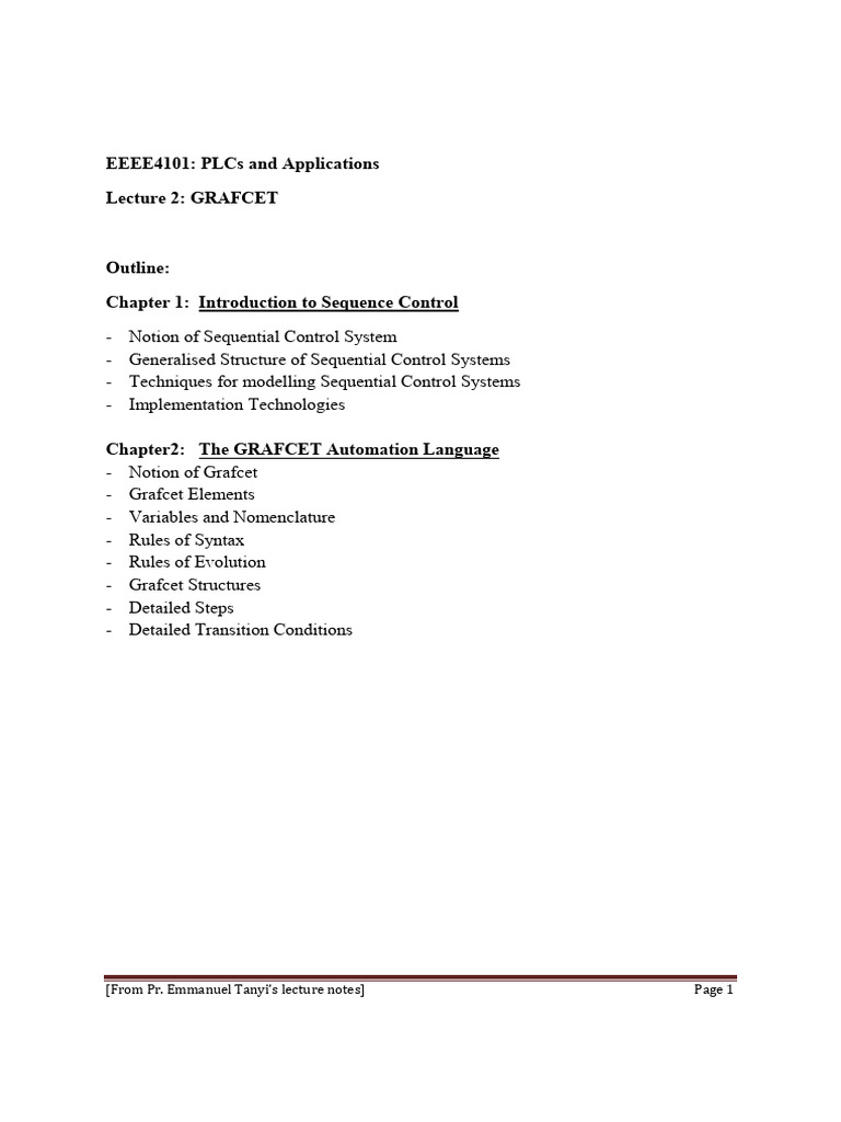 GRAFCET in Sequential Control Systems | PDF | Boolean Algebra ...