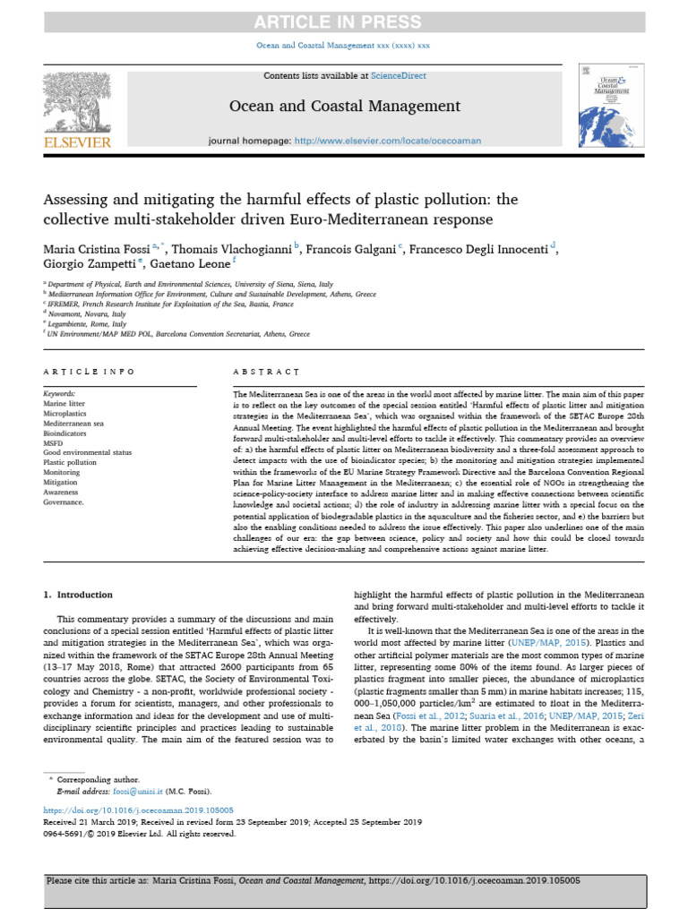 Assessing and Mitigating The Harmful Effects of Plastic Pollution | PDF ...