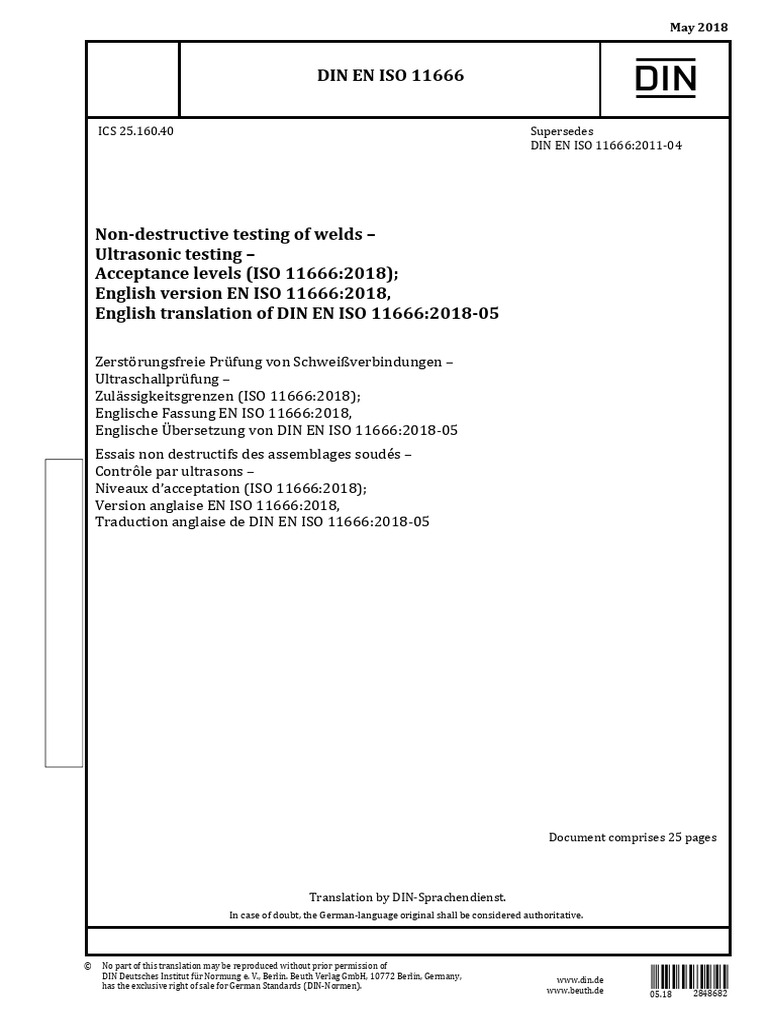 ISO 11666:2018 Ultrasonic Testing Standards | PDF | International ...