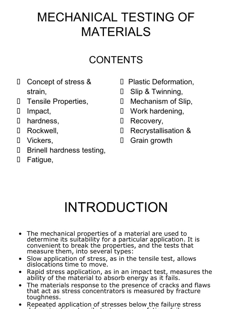 Mechanical Testing of Materials | PDF | Deformation (Engineering ...