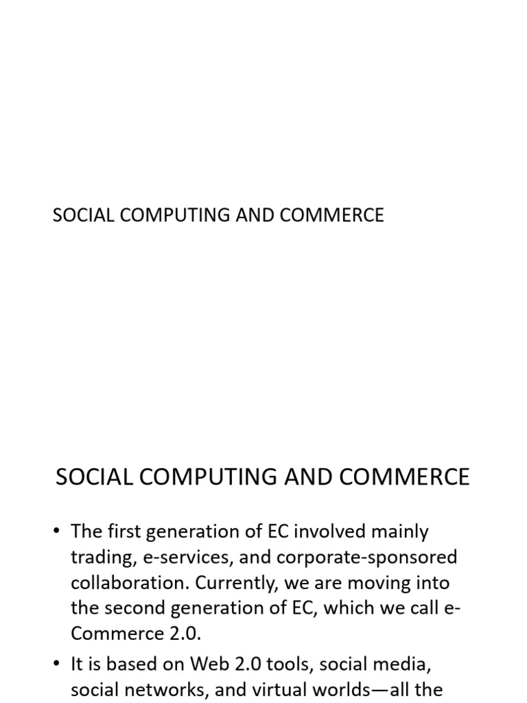 Social Computing and Commerce | PDF | Web 2.0 | Popular Culture & Media ...