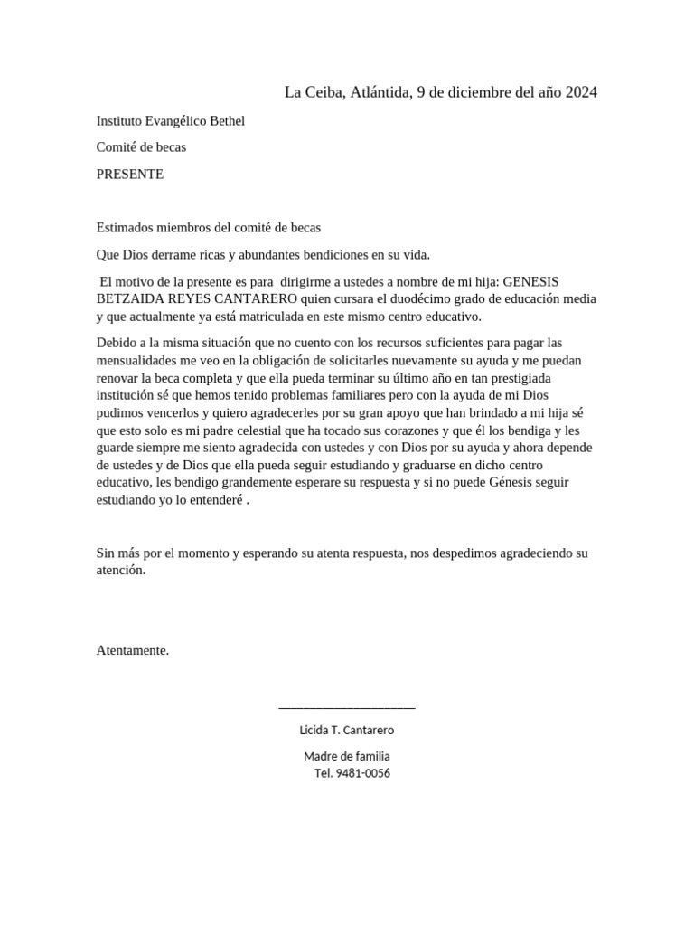 Solicitud de renovación de beca escolar | PDF