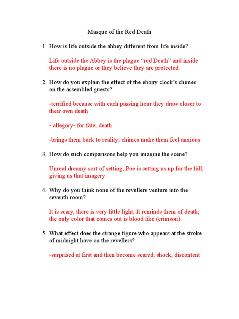 The masque of the red death quiz