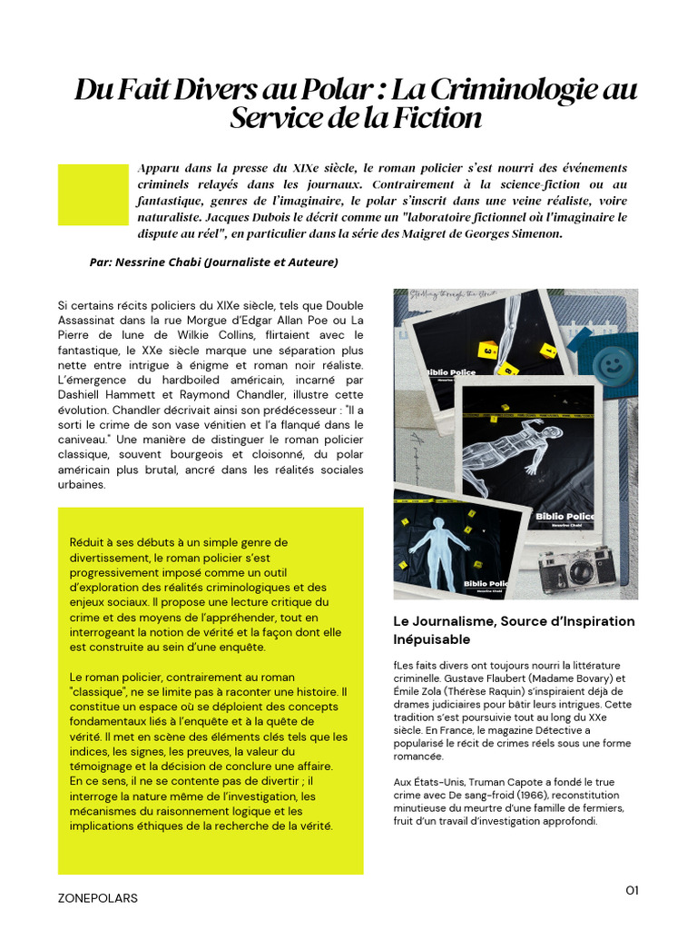 Évolution du Roman Policier et Criminologie | PDF | Fiction crime ...