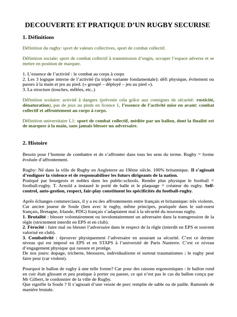 Rugby Fiche s1 | PDF | Rugby à XIII | Rugby à XV