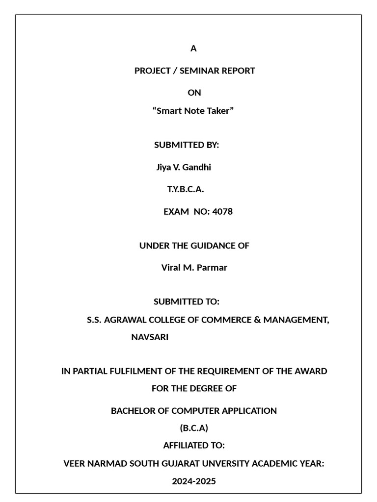 Smart Note Taker Project Report | PDF | Optical Character Recognition ...