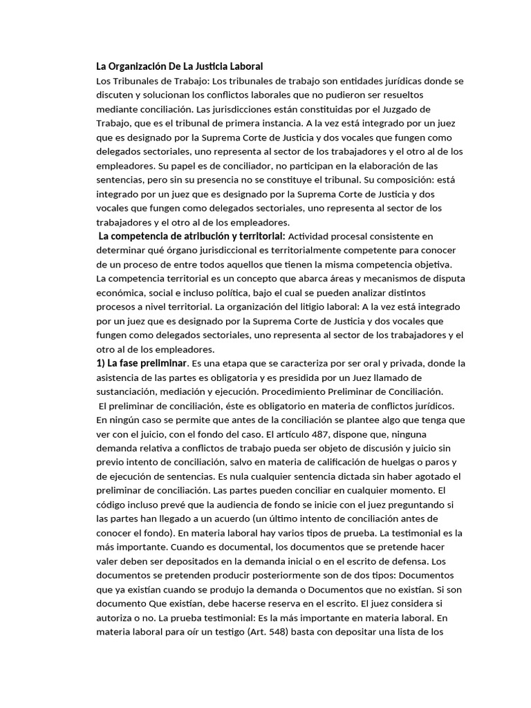 Organización de la Justicia Laboral | PDF | Judicaturas | Jurisdicción