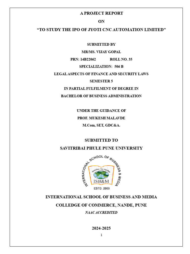 Jyoti CNC Automation IPO Analysis | PDF | Initial Public Offering ...
