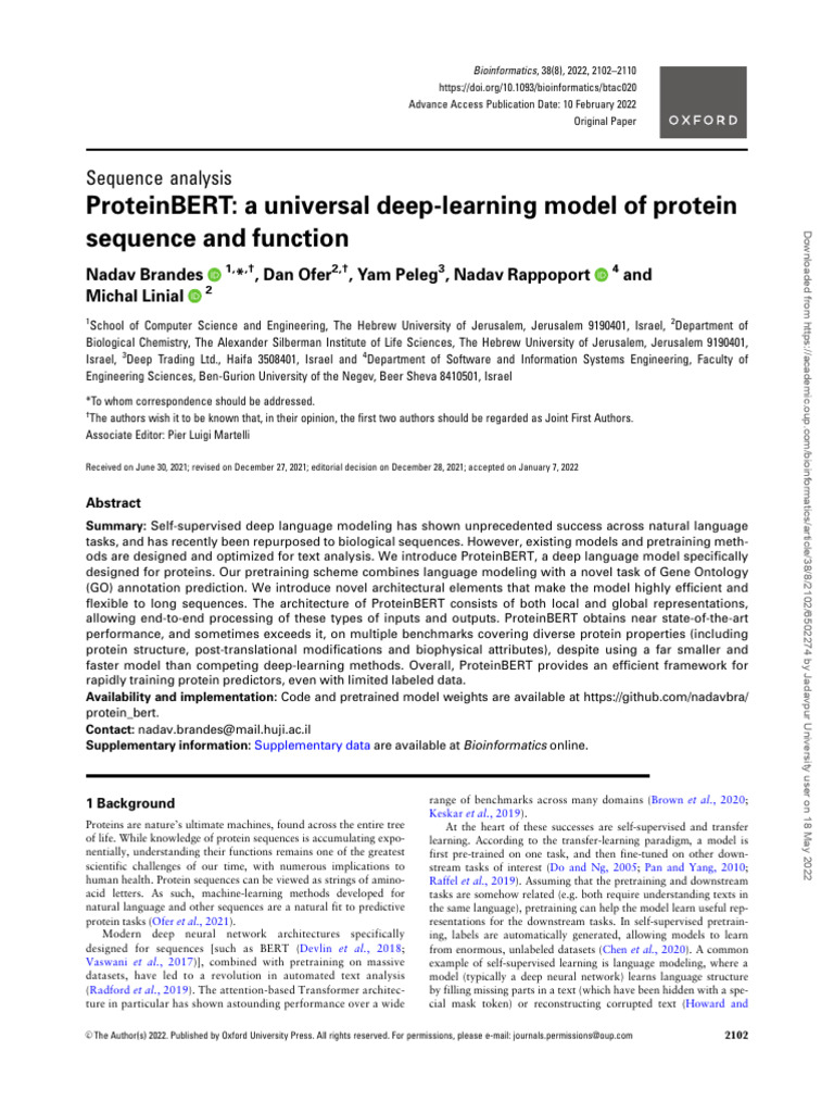 Proteinbert | PDF | Deep Learning | Proteins
