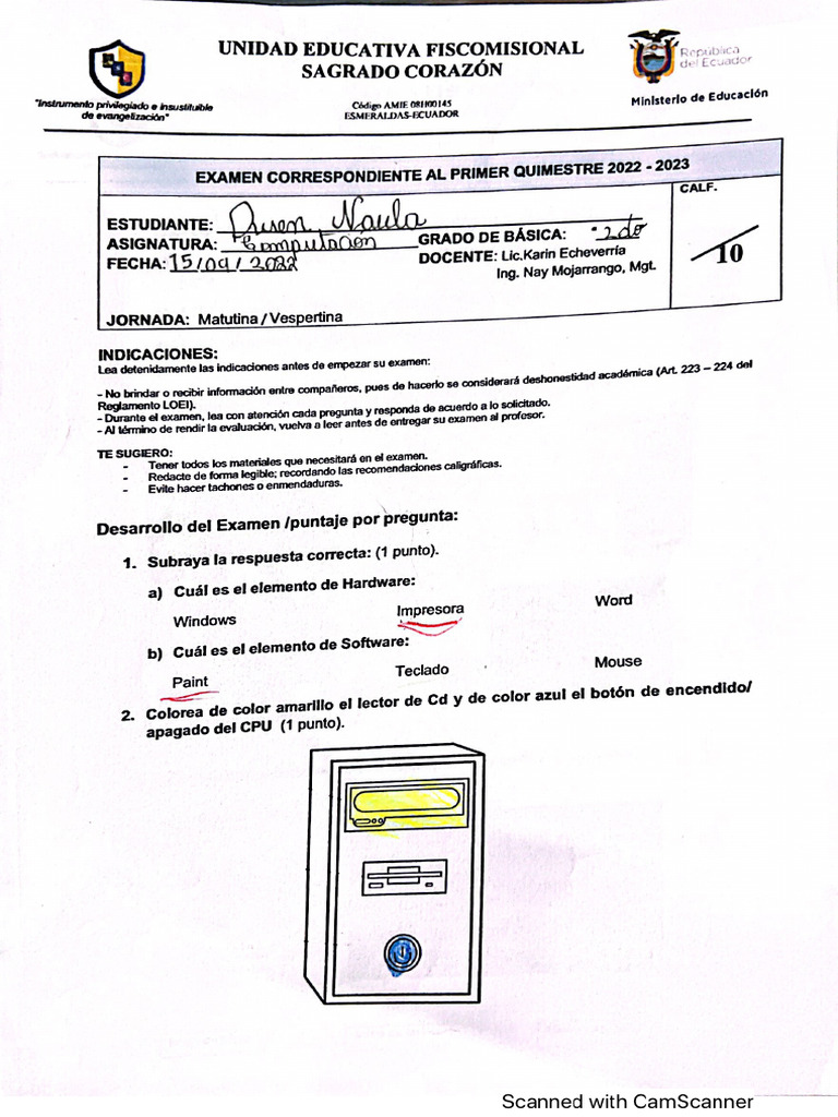 Examen de Computación | PDF