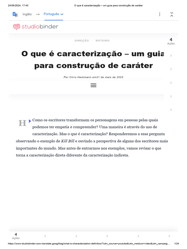 Guia sobre Caracterização de Personagens | PDF