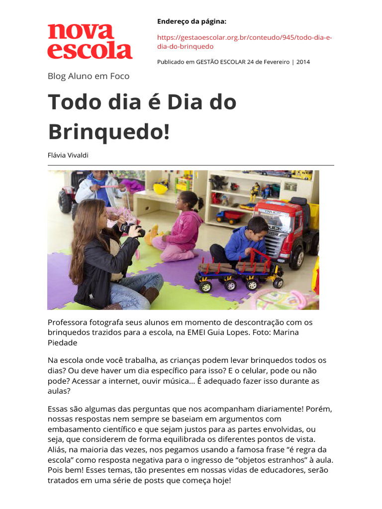 A Importância do Dia do Brinquedo na Escola | PDF | Brinquedos