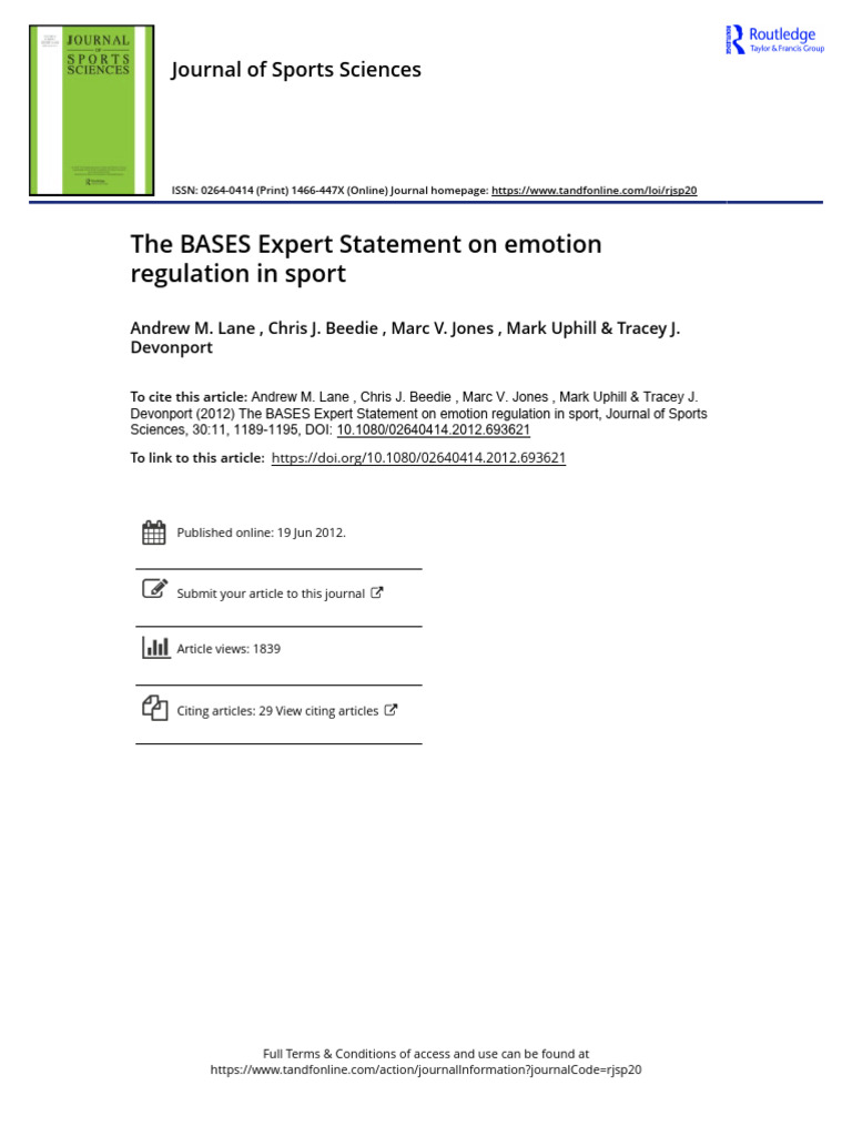 Emotion Regulation Strategies in Sports | PDF | Emotions | Emotional ...