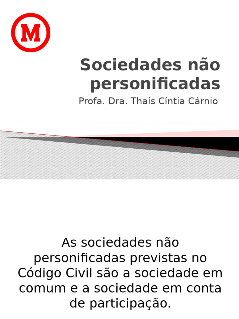Sociedades Não Personificadas | PDF | Sociedade | Contabilidade